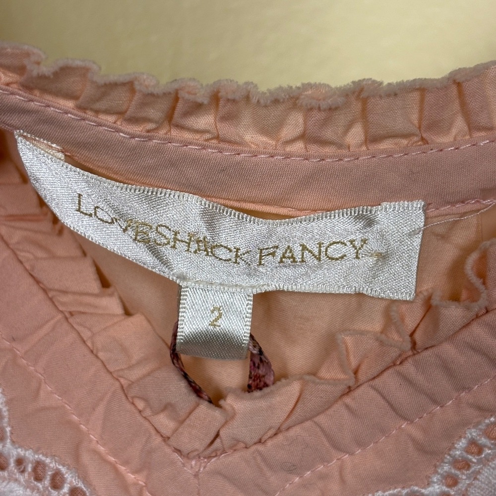 NWT LOVESHACKFANCY Mochi Cotton Eyelet Mini Dress Bubble Bath Pink Women Size 2 - Picture 5 of 14